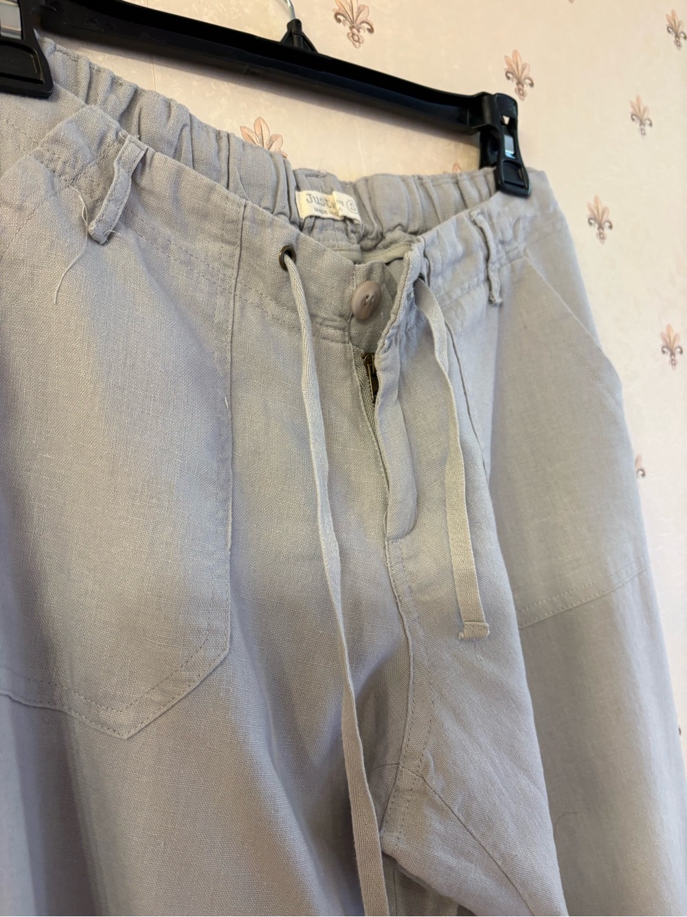 Just Living Light Gray Wide Leg Drawstring Pants